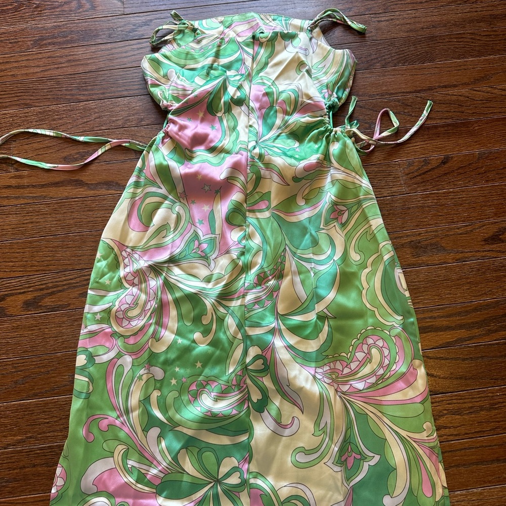Christian Lacroix Green and Pink Floral Dress - Picture 5 of 6
